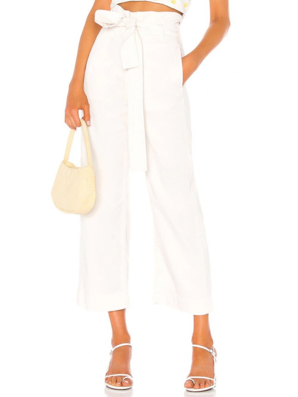 Mother The Paperbag Greaser Ankle Pants in Cream Size 26